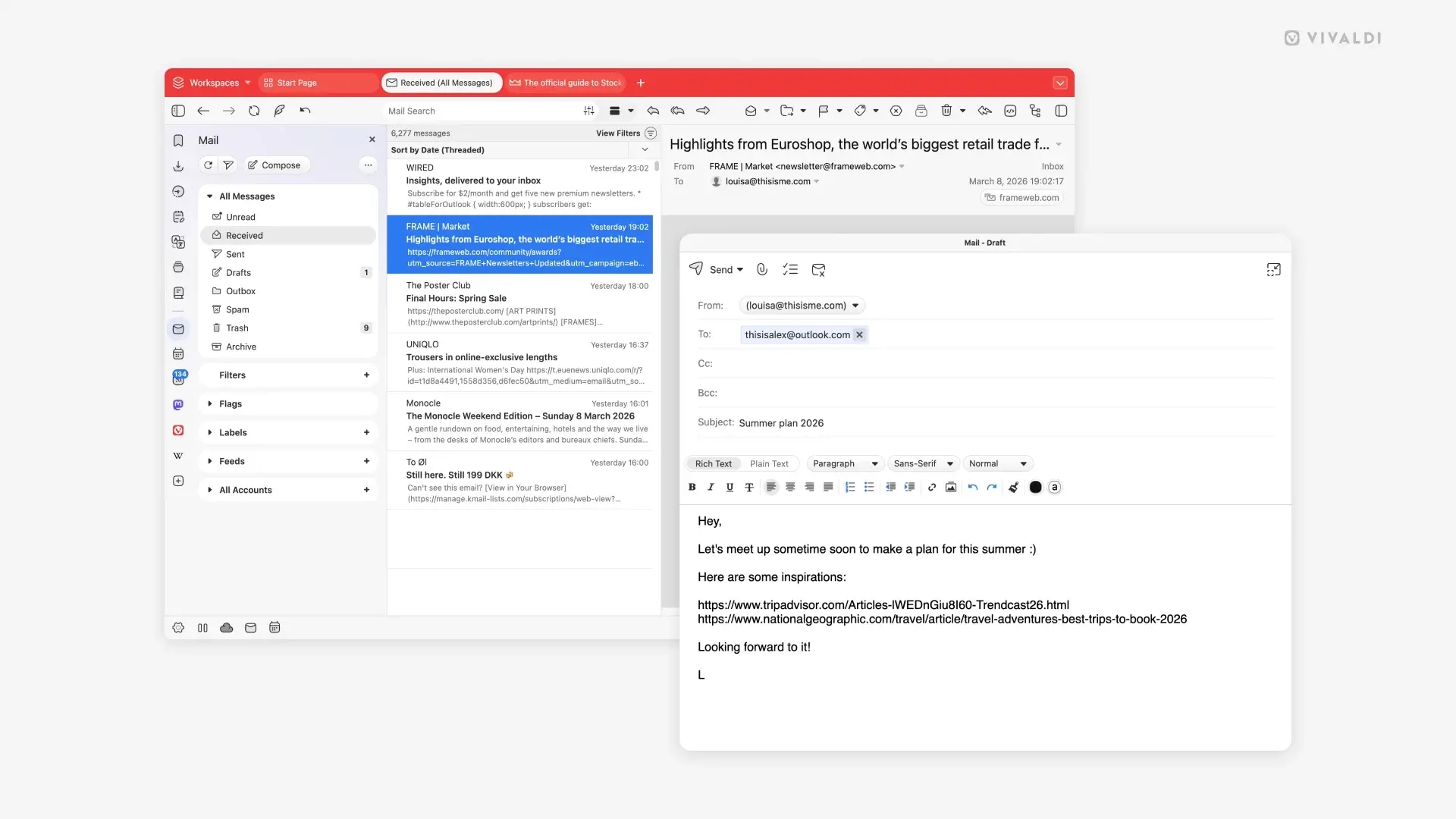 Novo sistema de email no Vivaldi