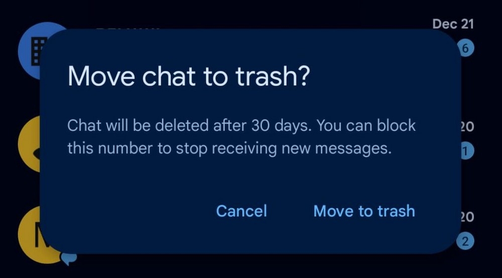 eliminar mensagem para o lixo