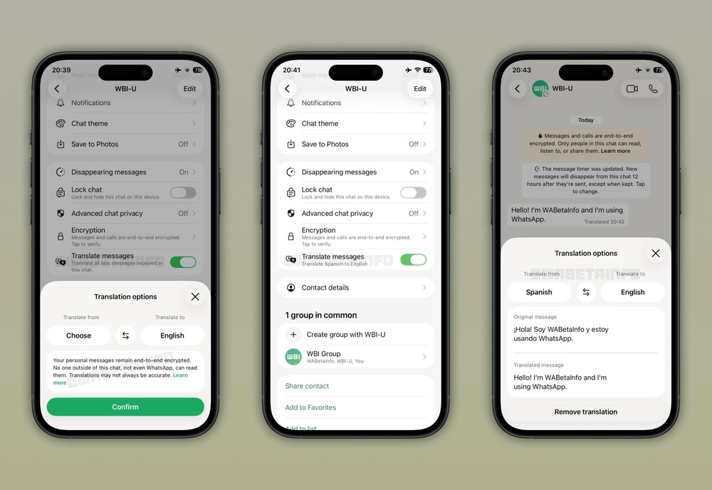 sistema de tradução do WhatsApp