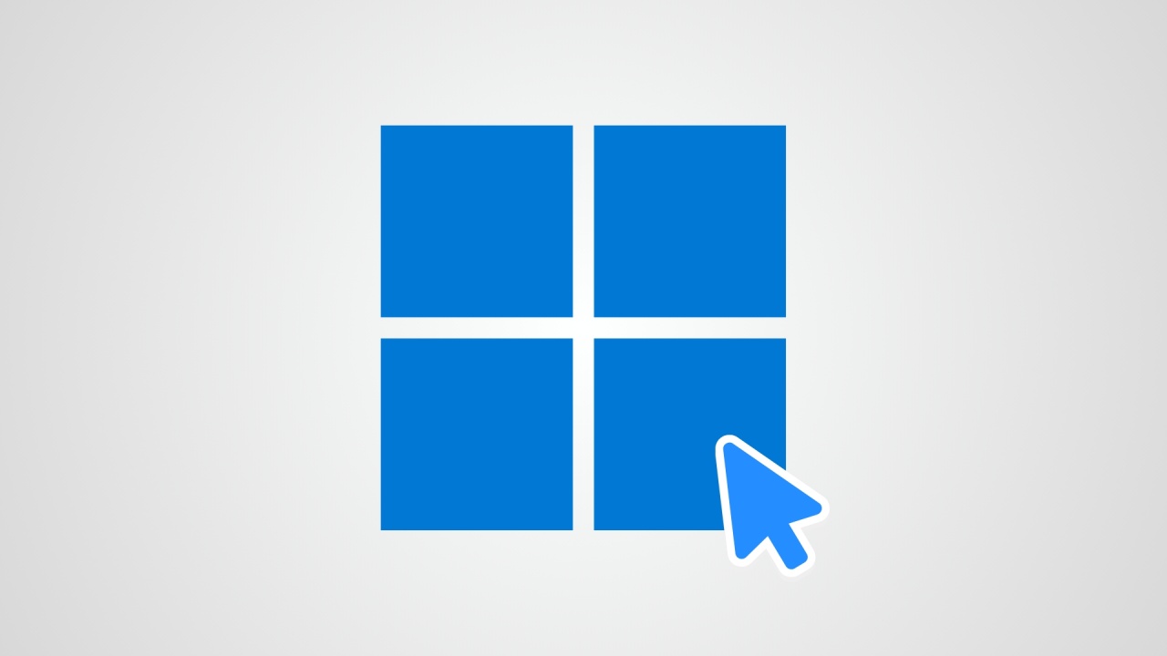 Windows 11 logo com um rato em cima do icone do logo