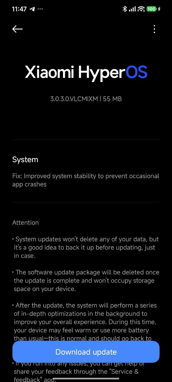 atualização da xiaomi para a série 12