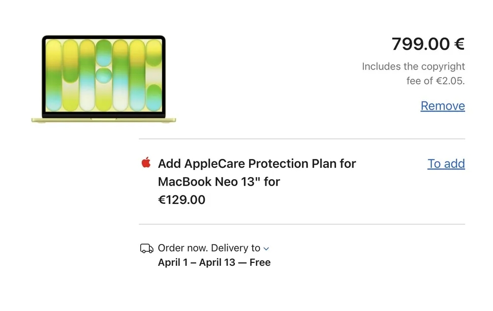 imagem do preço do macbook neo em portugal
