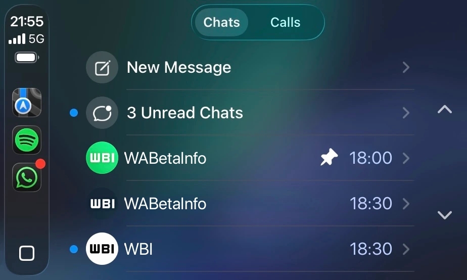 WhatsApp em CarPlay