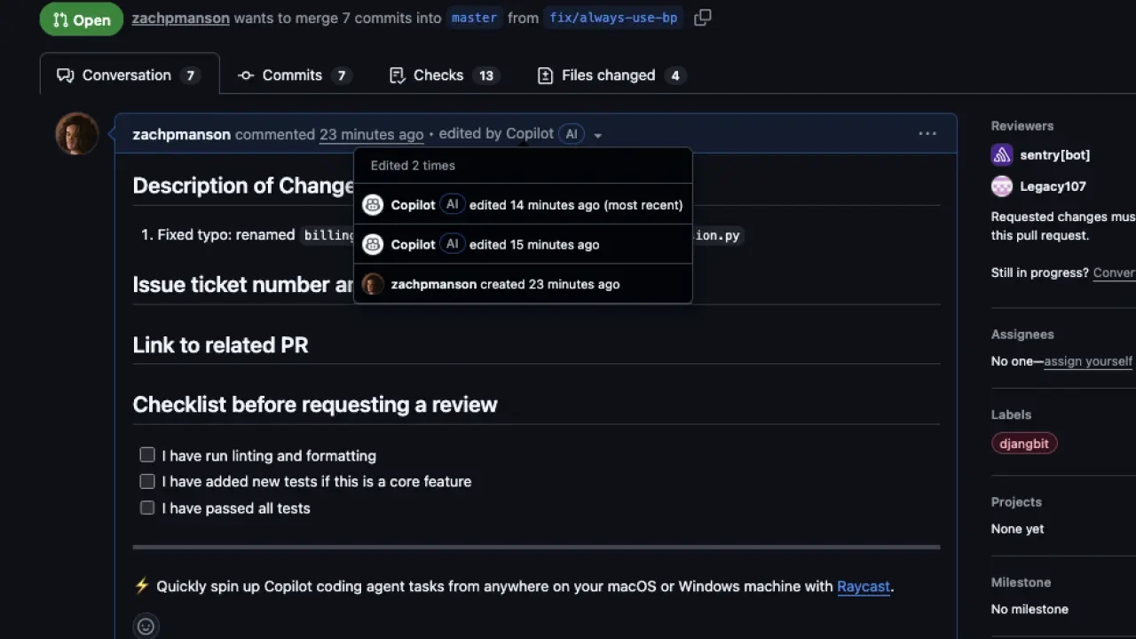 publicidade reportada pelo copilot no github