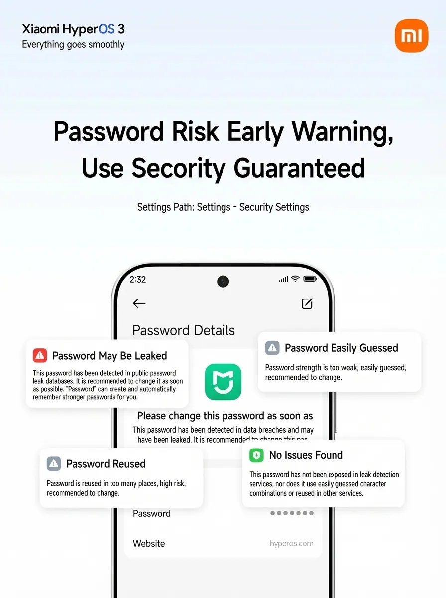 detalhes da app de gestor de senhas da xiaomi