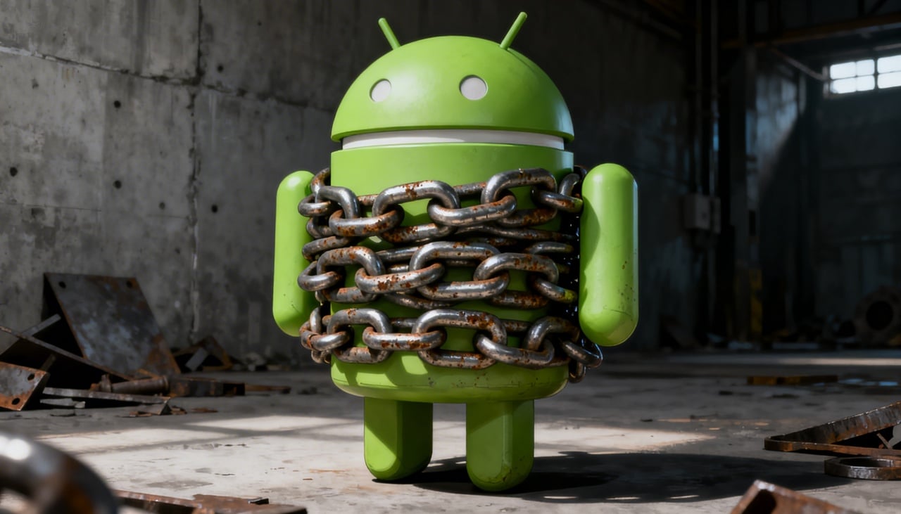 Android envolto em cadeado