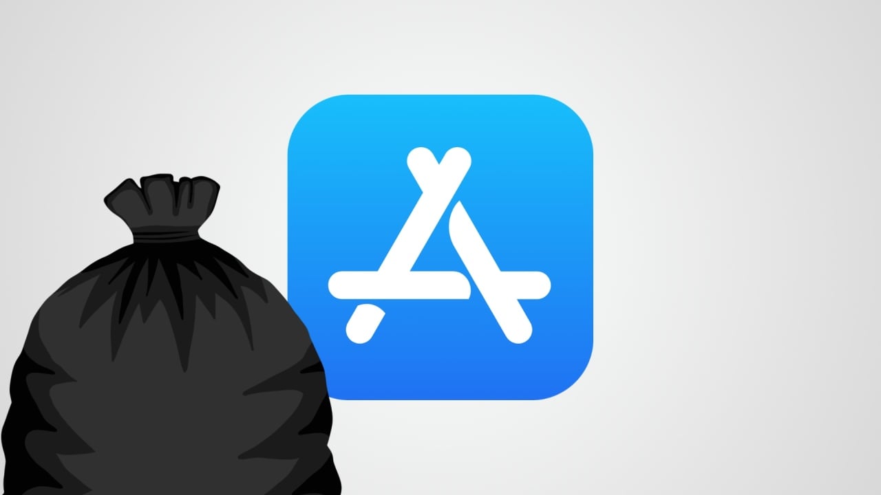 Apple App Store com lixo ao lado