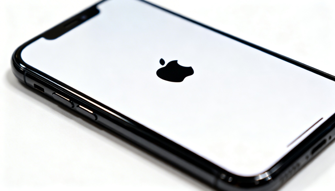 Apple dispositivo com logo da empresa na frente