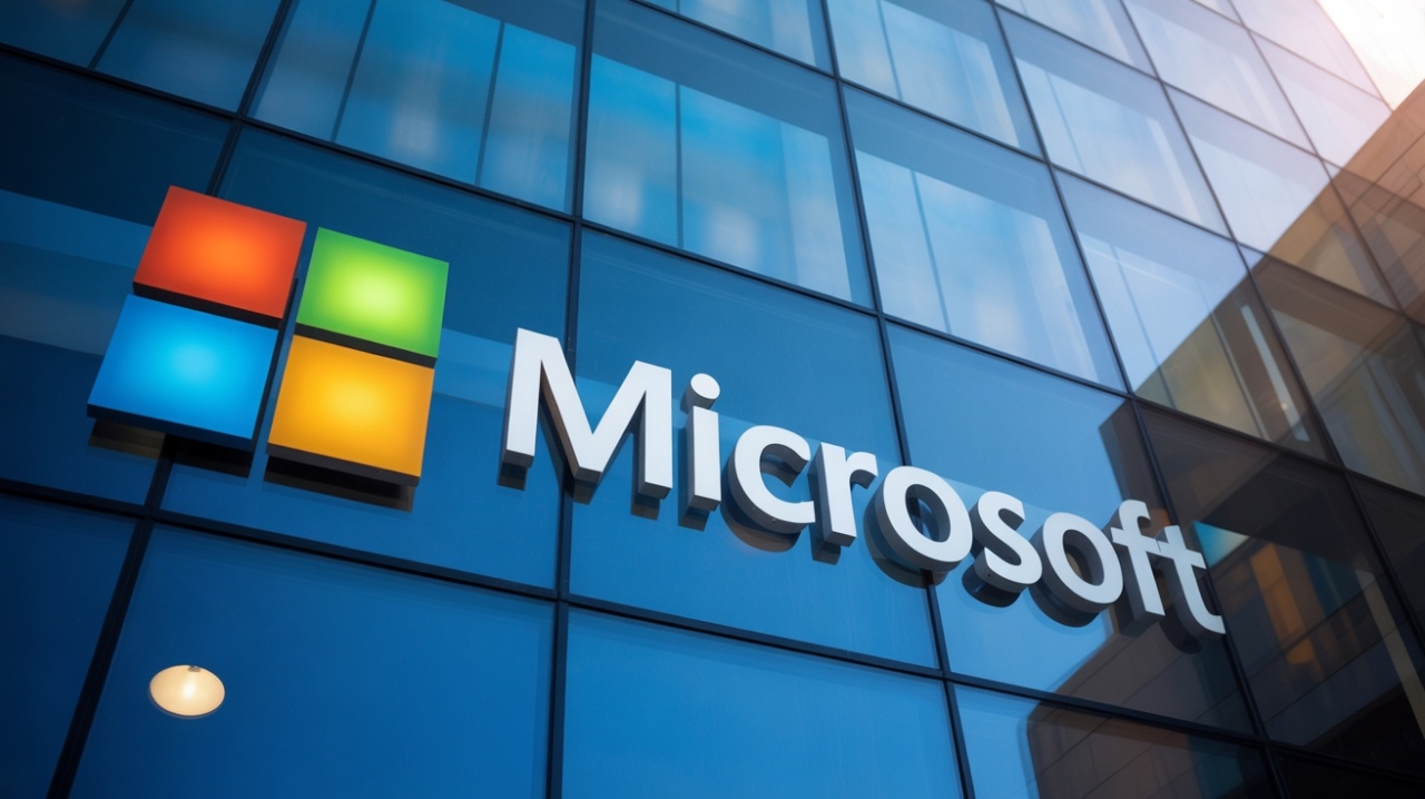 Microsoft logo em edificio