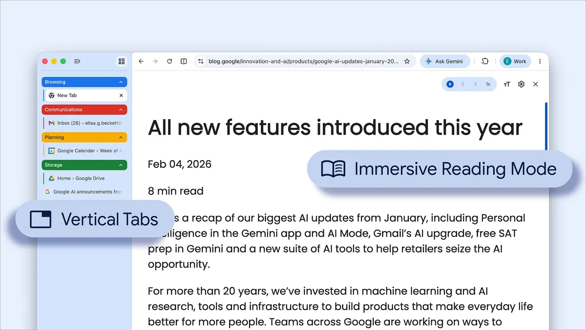 novas funcionalidades do Chrome