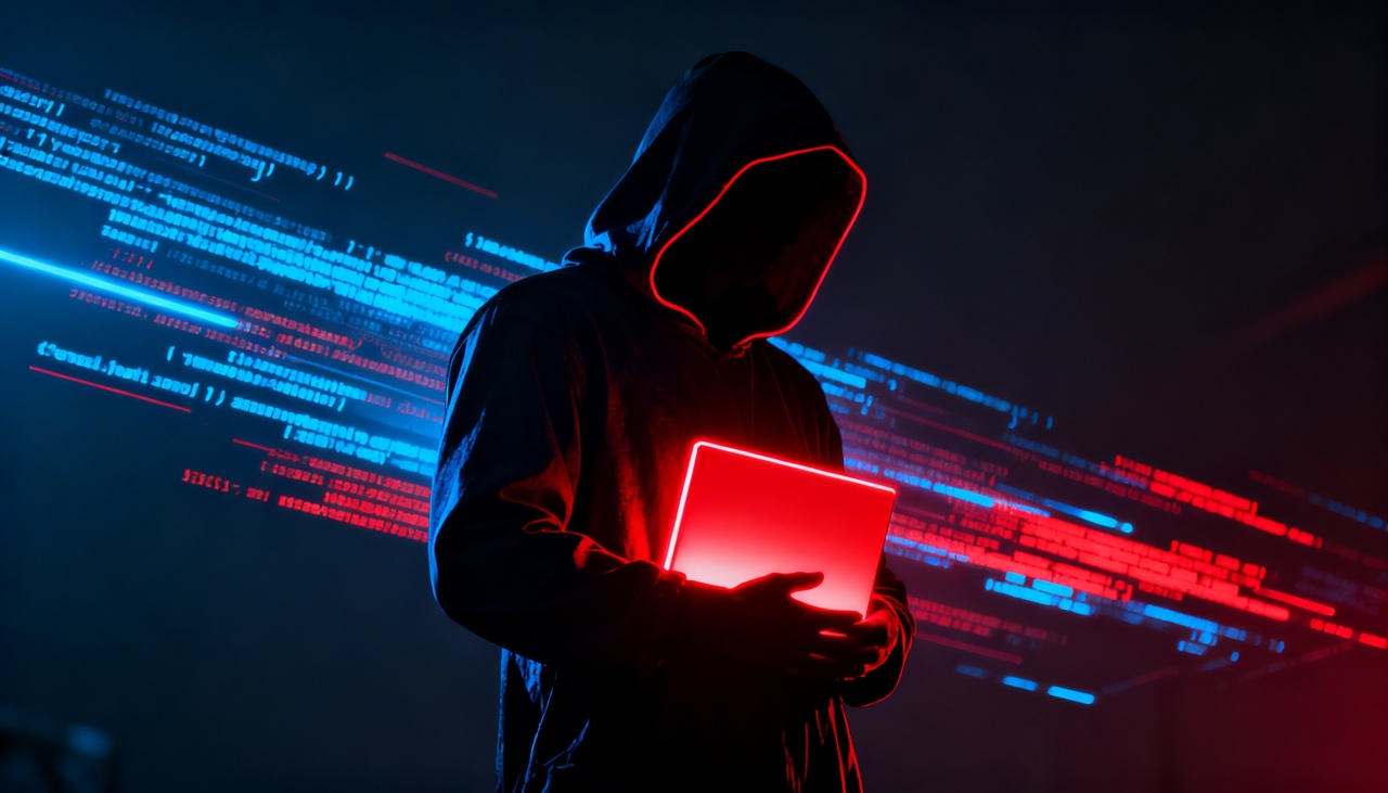 hacker com cubo digital na mão
