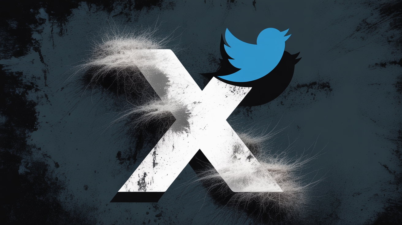 X sobre o logo antigo do twitter
