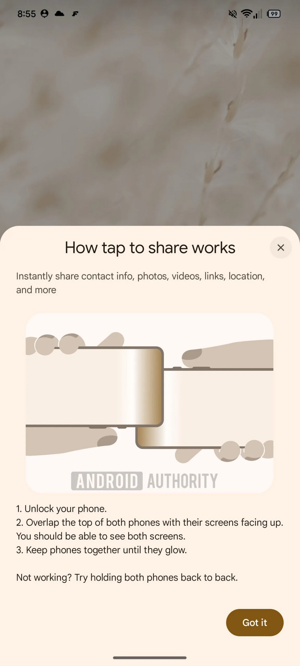 tap to share