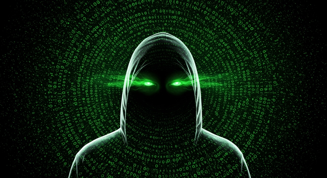hacker de olhos verdes digitais