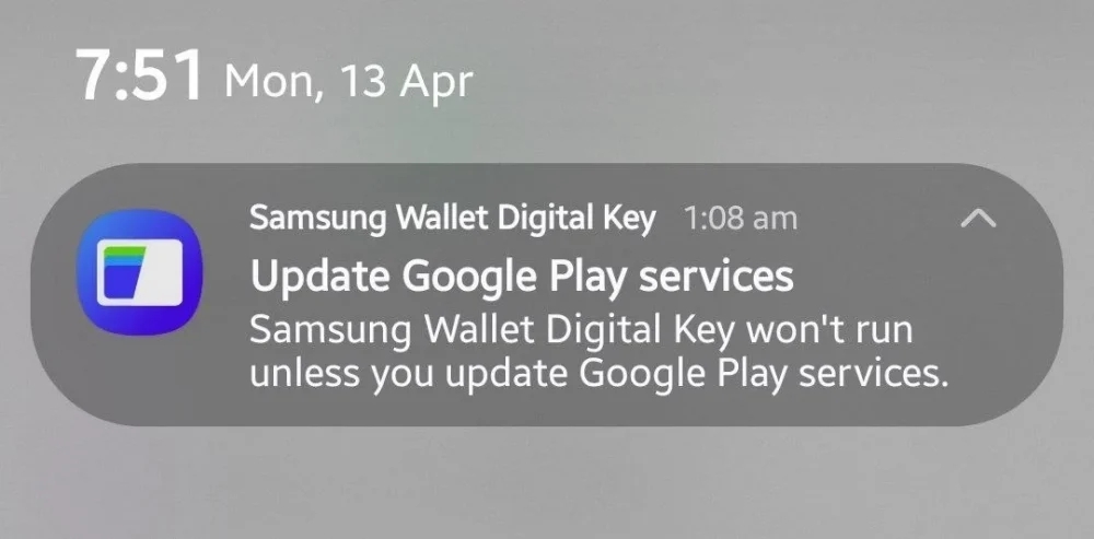 alerta enviado para utilizadores da Samsung Wallet