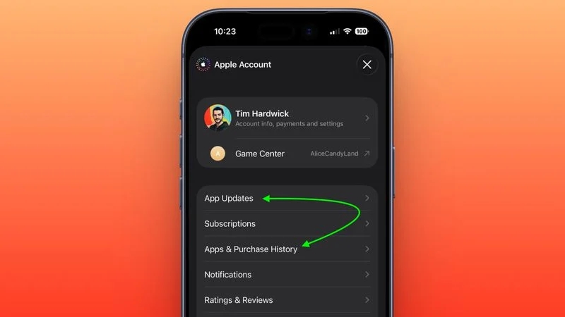 mudança da localização das atualizações da app store