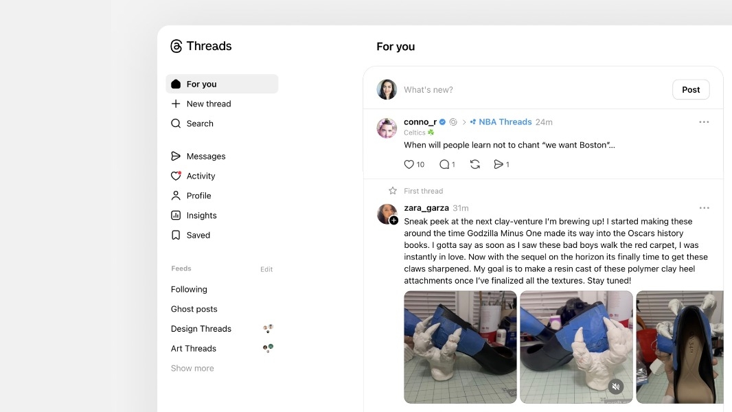 detalhes da nova interface do Threads da Meta