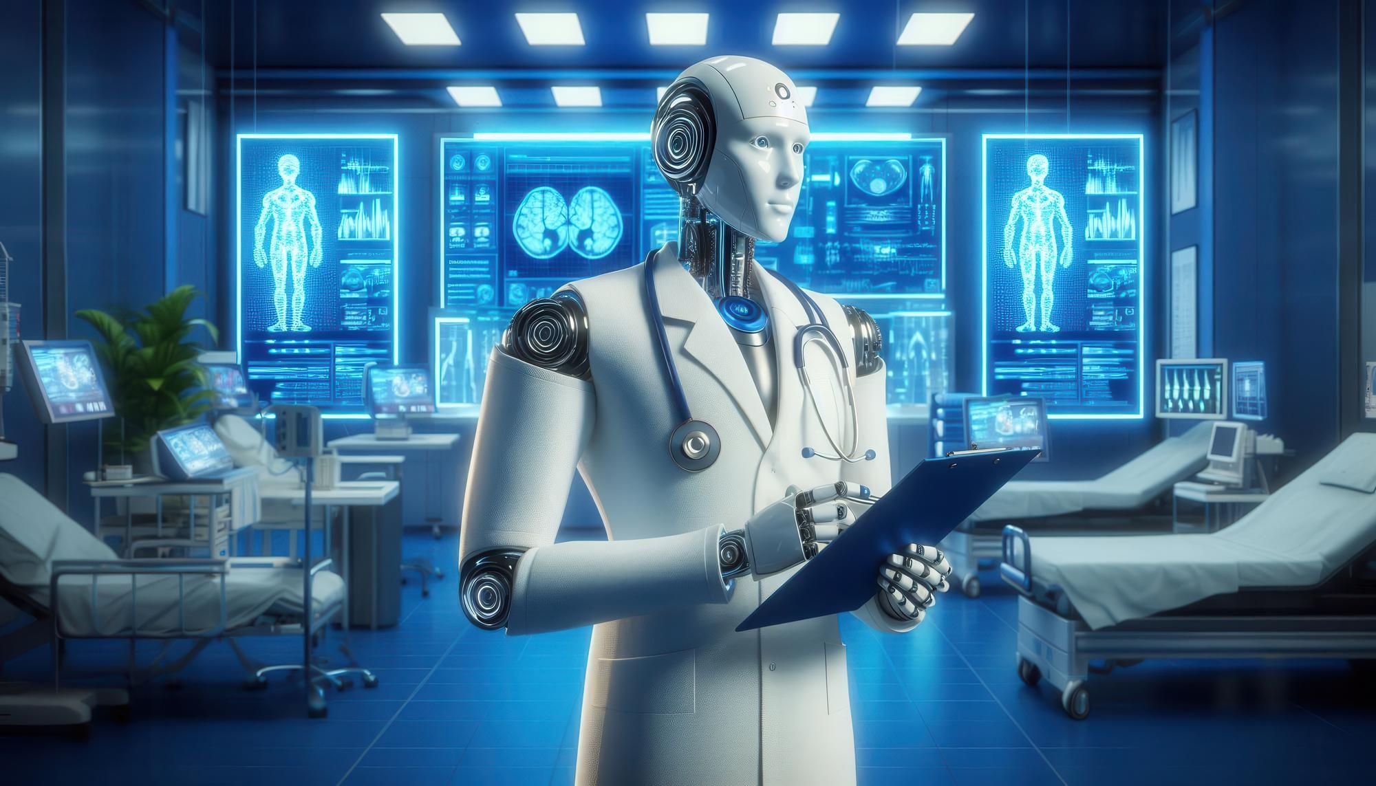 médico vestido de robot