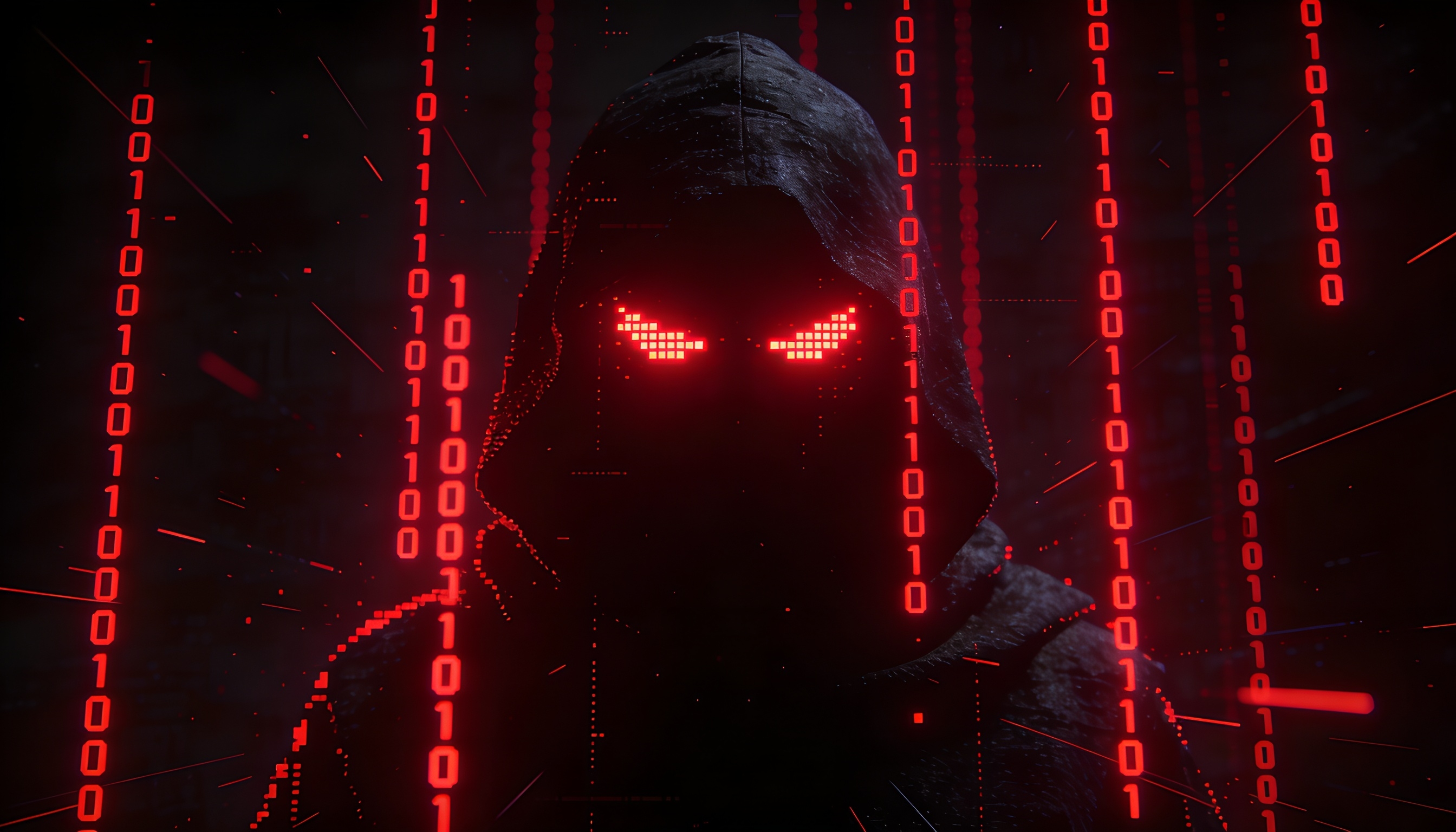 hacker em fundo vermelho
