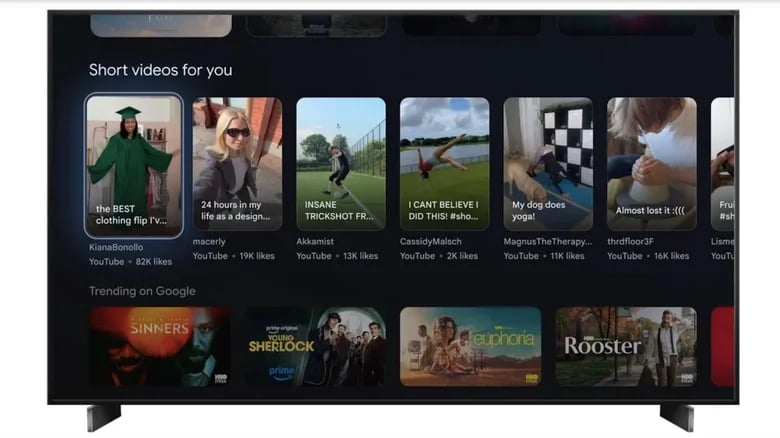 Google TV com ads do shorts