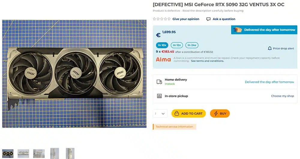 detalhes de outra placa gráfica avariada à venda