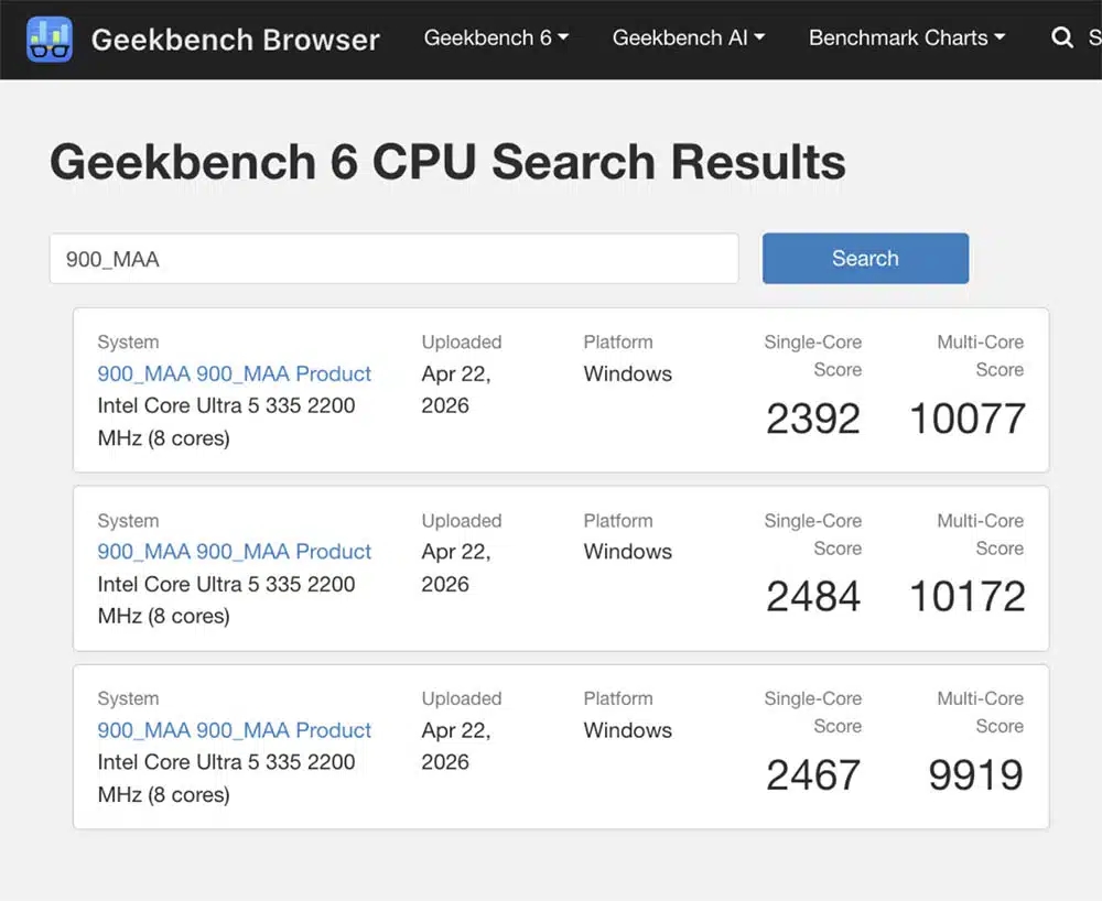 detalhes de benchmark ao Microsoft Surface Pro 12
