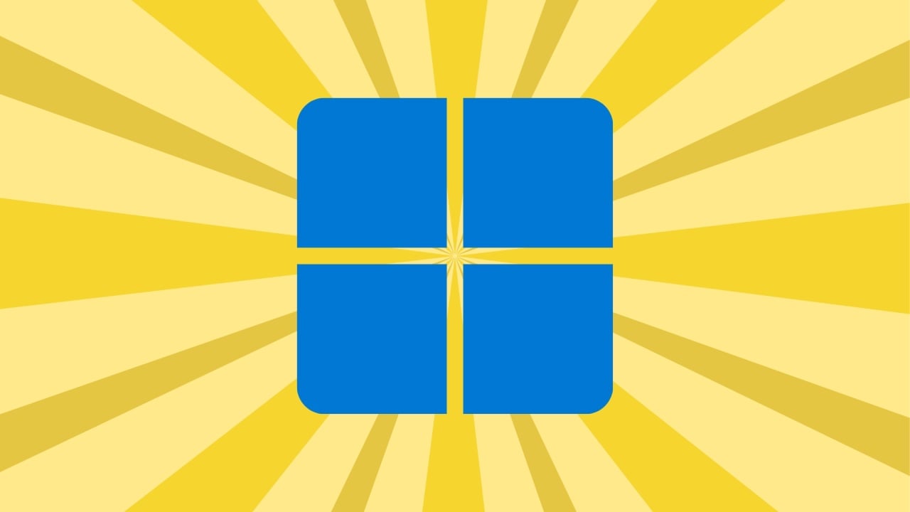 Windows 11 em fundo amarelo