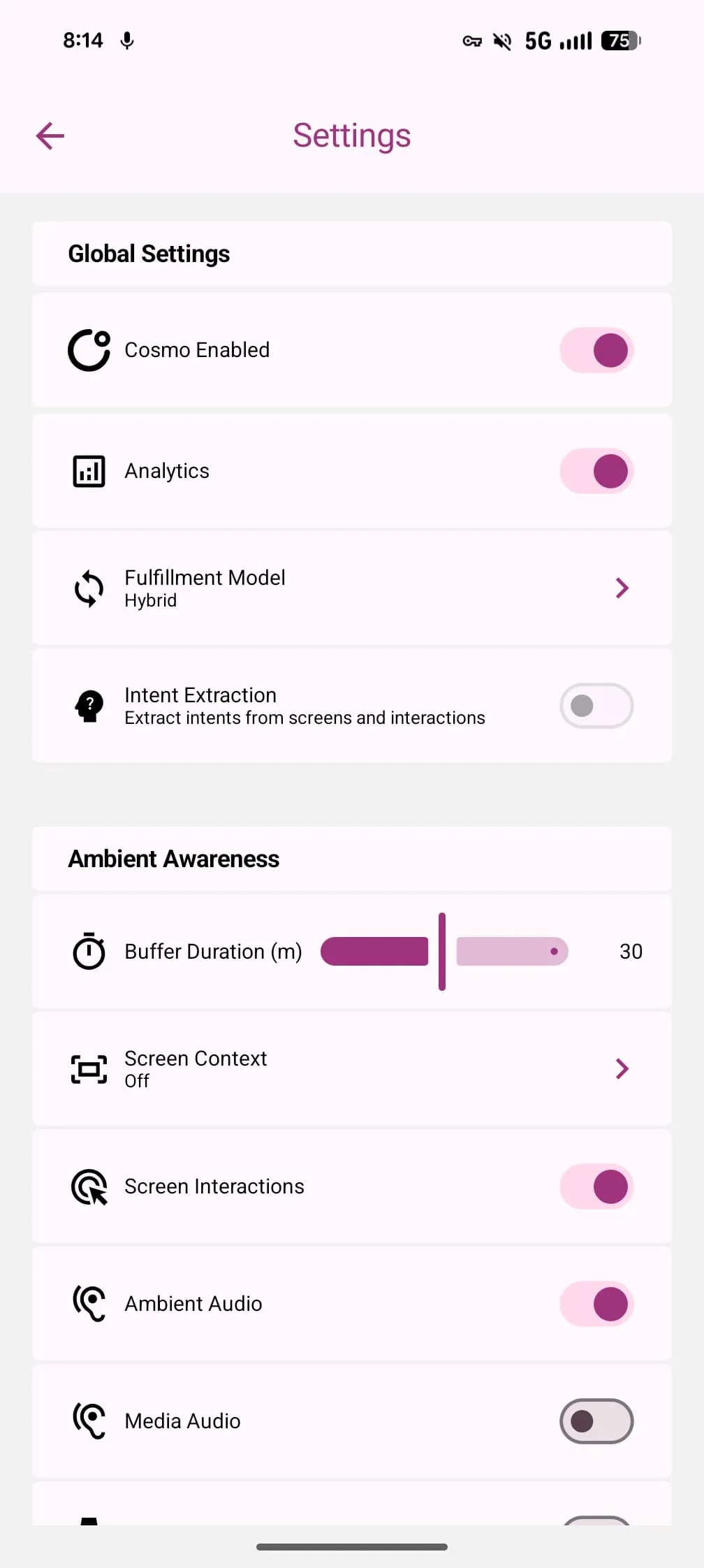 interface da aplicação secreta da google