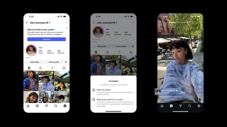 Instagram com selo criado por perfis de IA