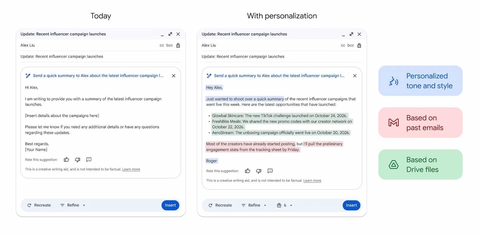 Gmail com escrita personalizada para respostas