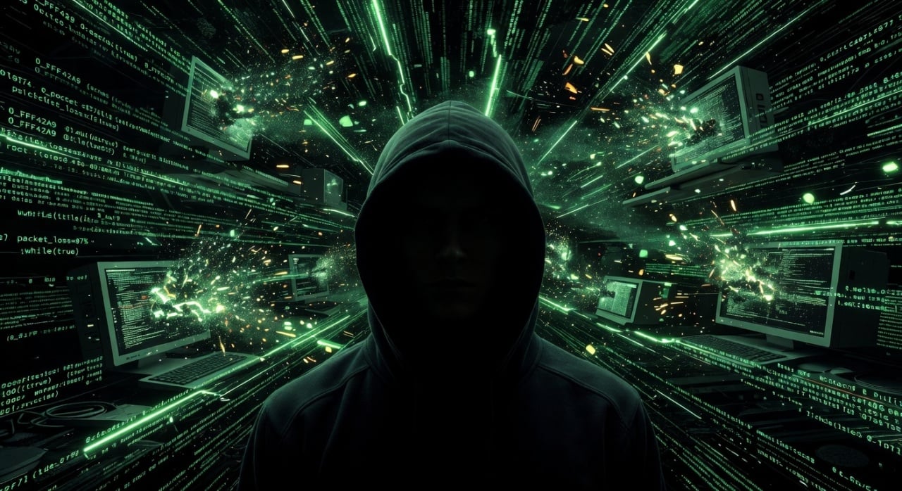 hacker em fundo digital