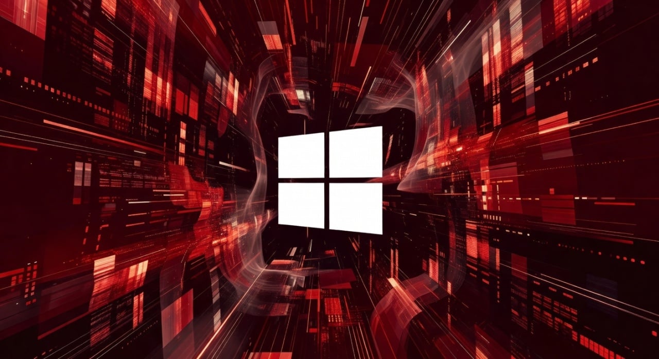 Windows logo em fundo vermelho