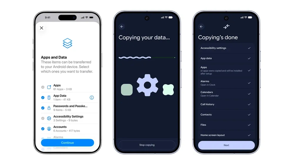 Mudança do iOS para Android