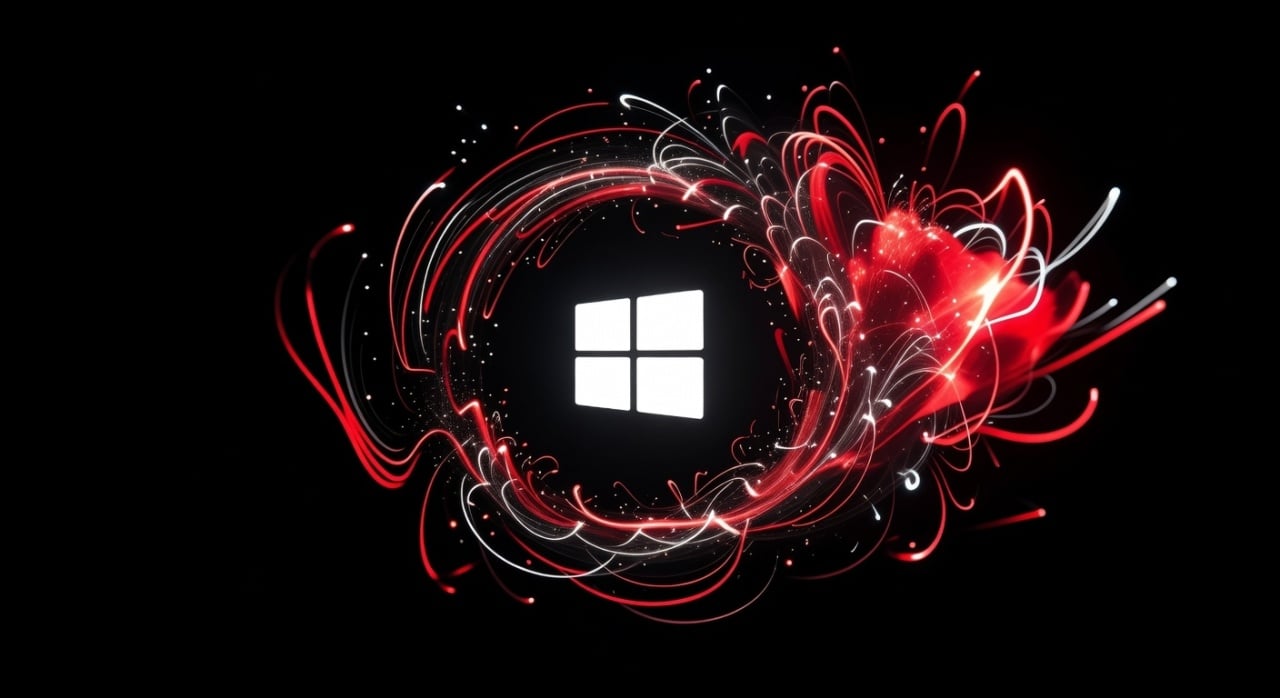 Windows logo em fundo vermelho