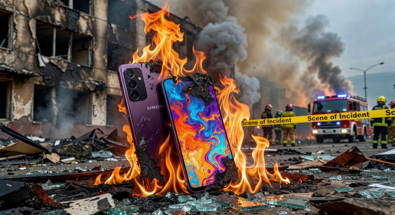 dispositivo da samsung em chamas
