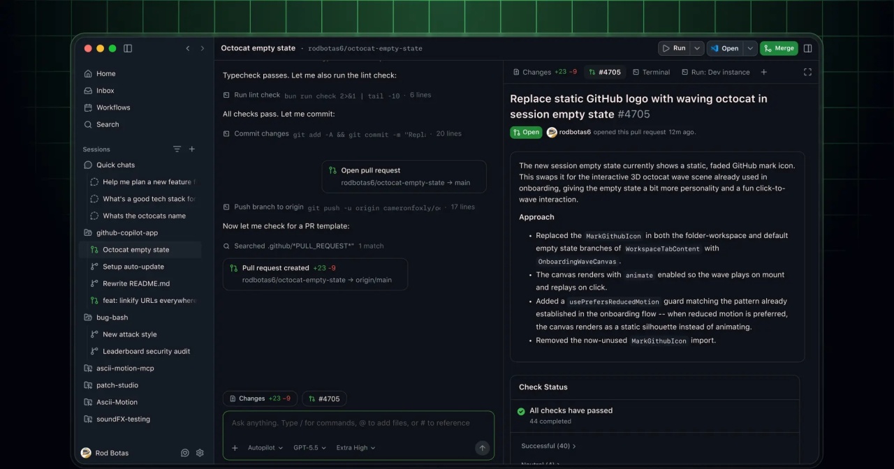 Github copilot interface