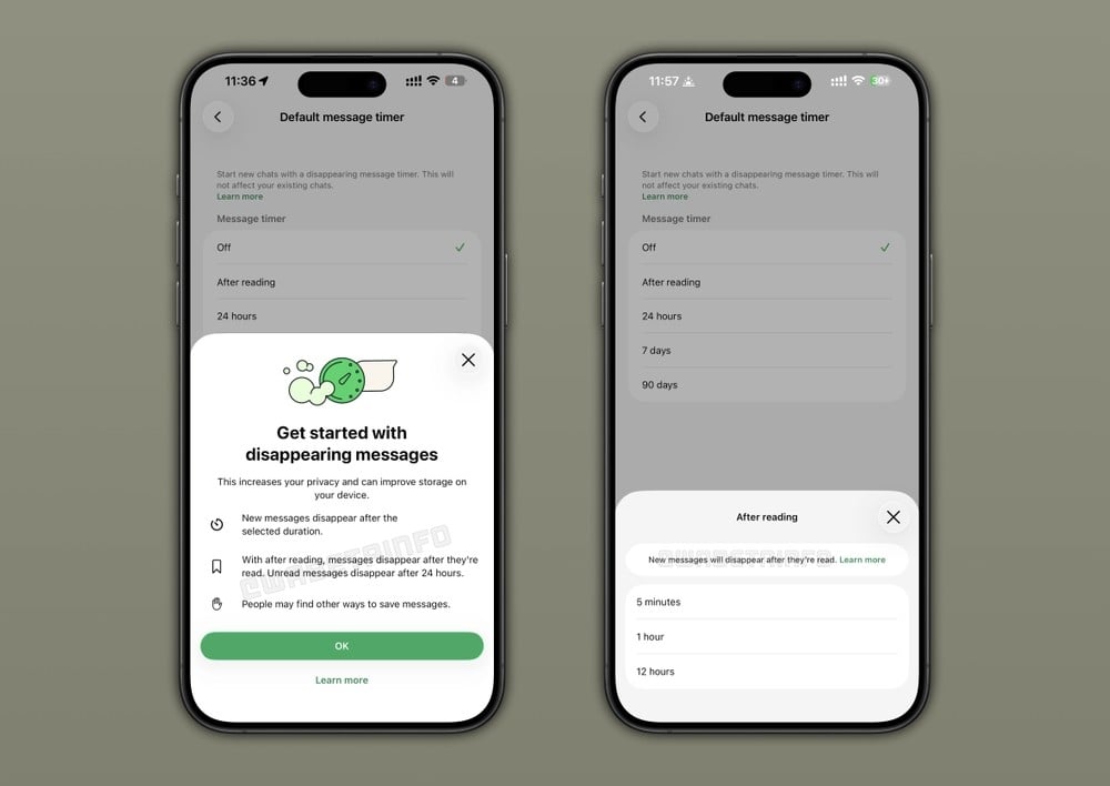 WhatsApp mensagens eliminadas temporárias