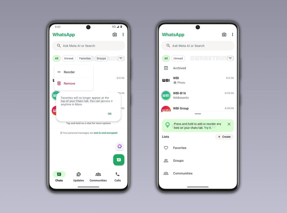 novidades do whatsapp para organizar conversas