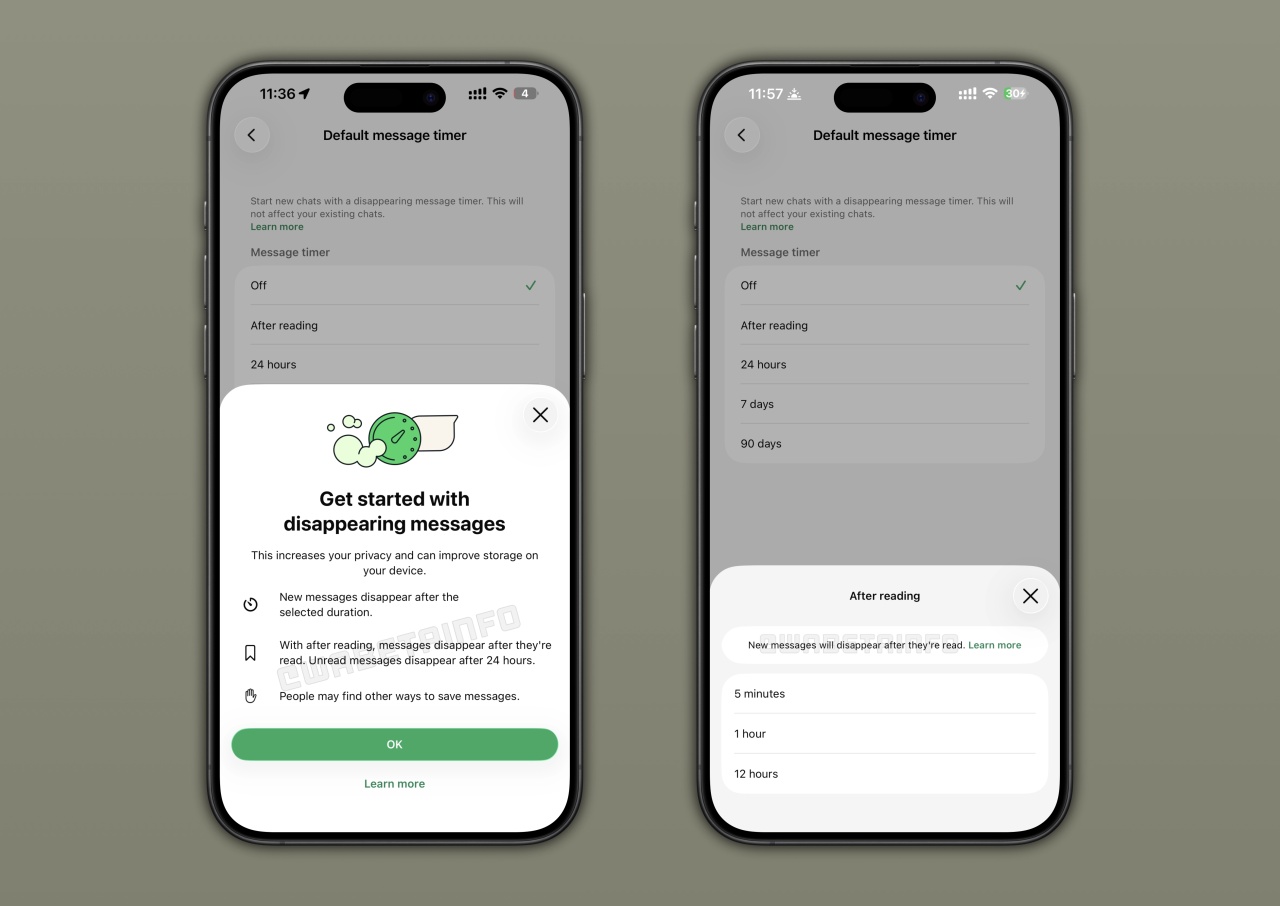 Novidades de mensagens temporárias do WhatsApp