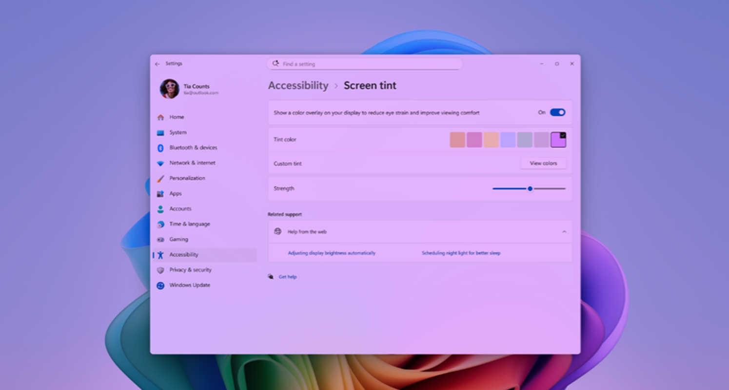 filtros de visão para o Windows 11