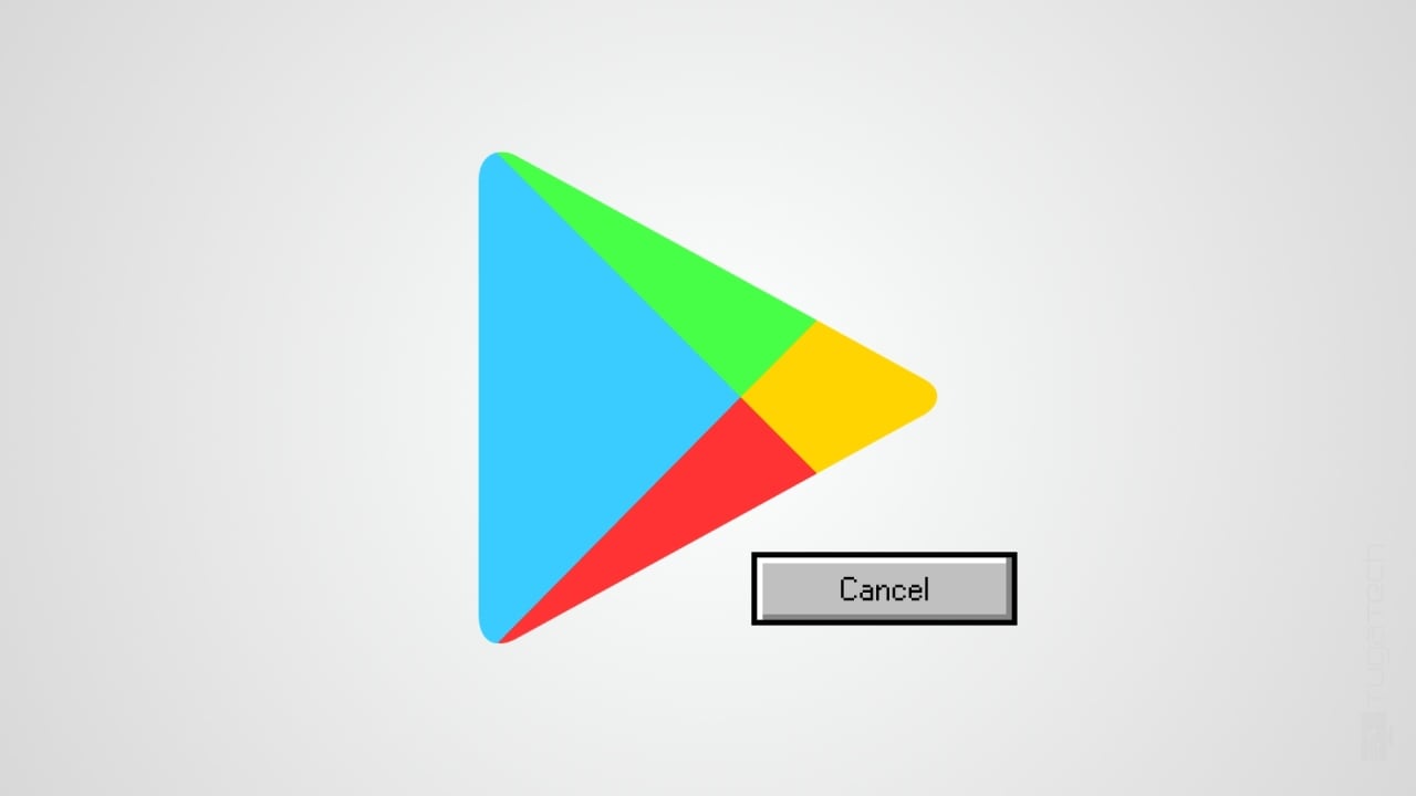 Google Play Store com botão de cancelar