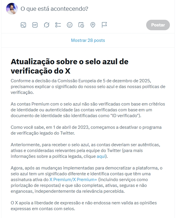 mensagem apresentada na x