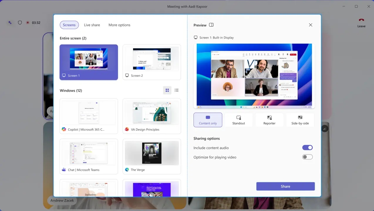 Detalhes da nova aplicação do Microsoft Teams