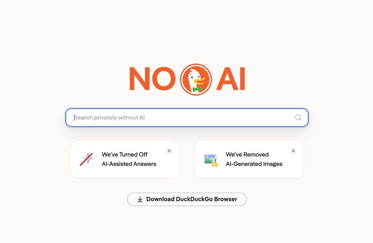 DuckDuckGo No AI