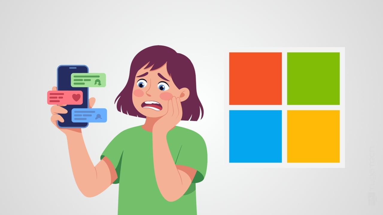 Microsoft com pessoa a receber sms