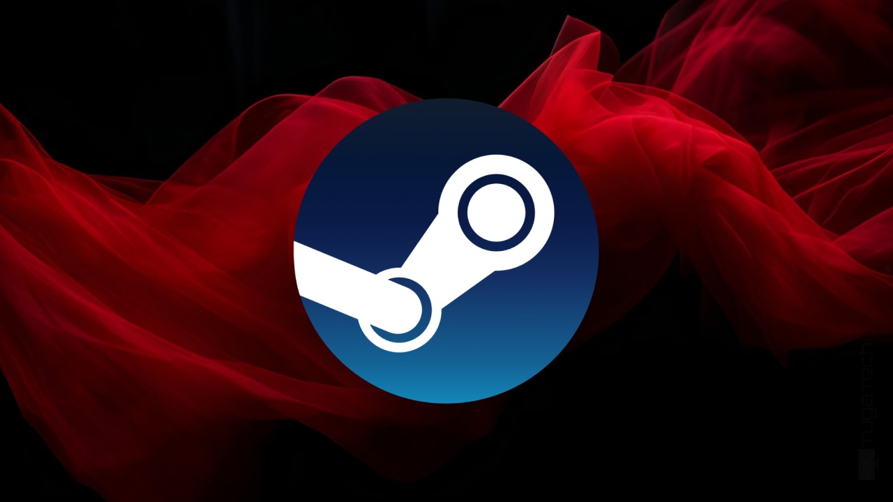 Steam logo em fundo vermelho