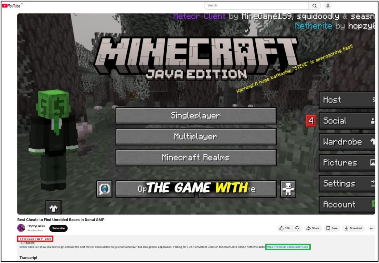 exemplo de video a promover malware