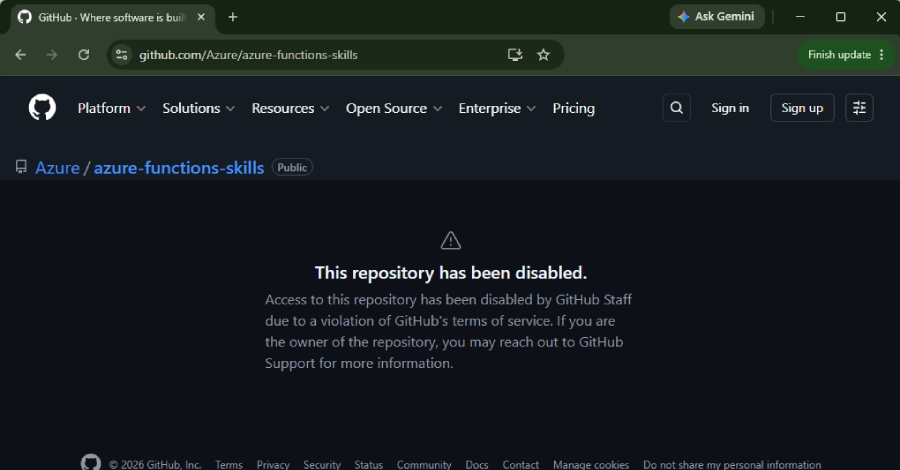 repositórios da microsoft indisponíveis