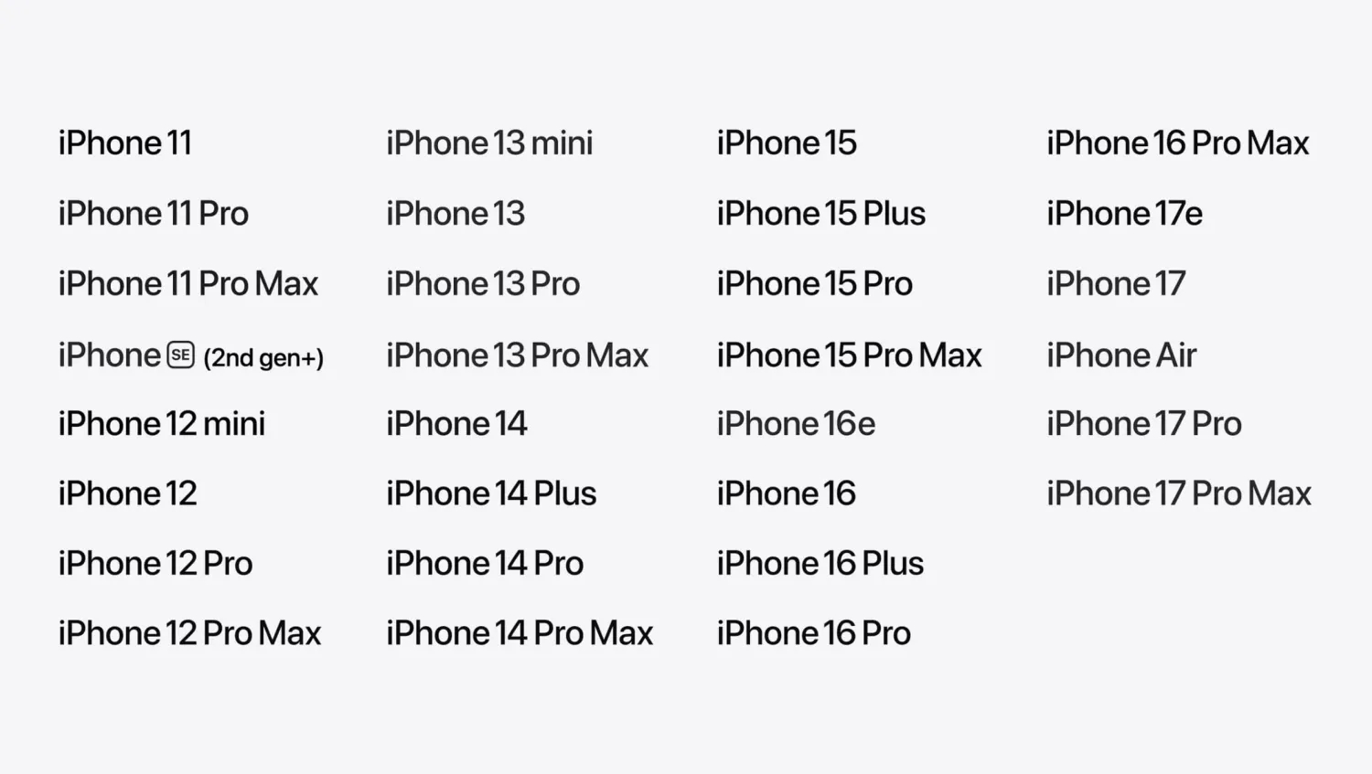detalhes de modelos compatíveis com iOS 27