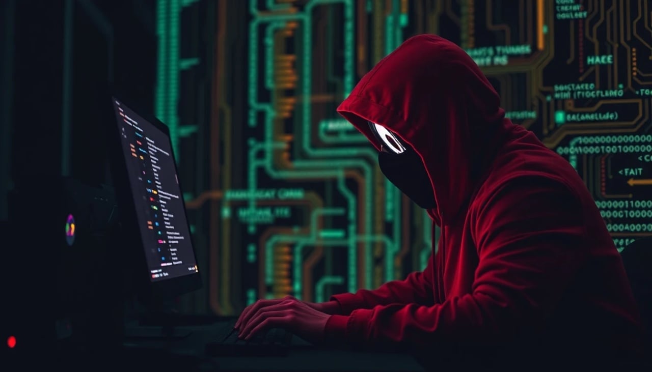 hacker em fundo digital